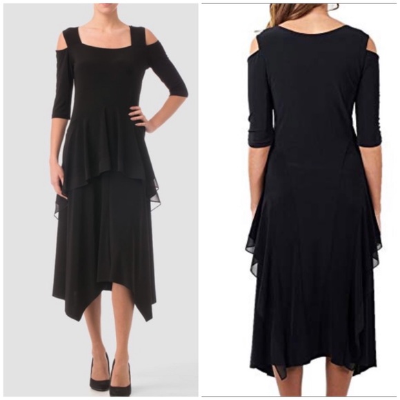 Joseph Ribkoff Dresses & Skirts - Joseph Ribkoff Black Cold Shoulder Midi Dress 14